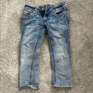 True Religion Blue Ankle Cropped Jeans